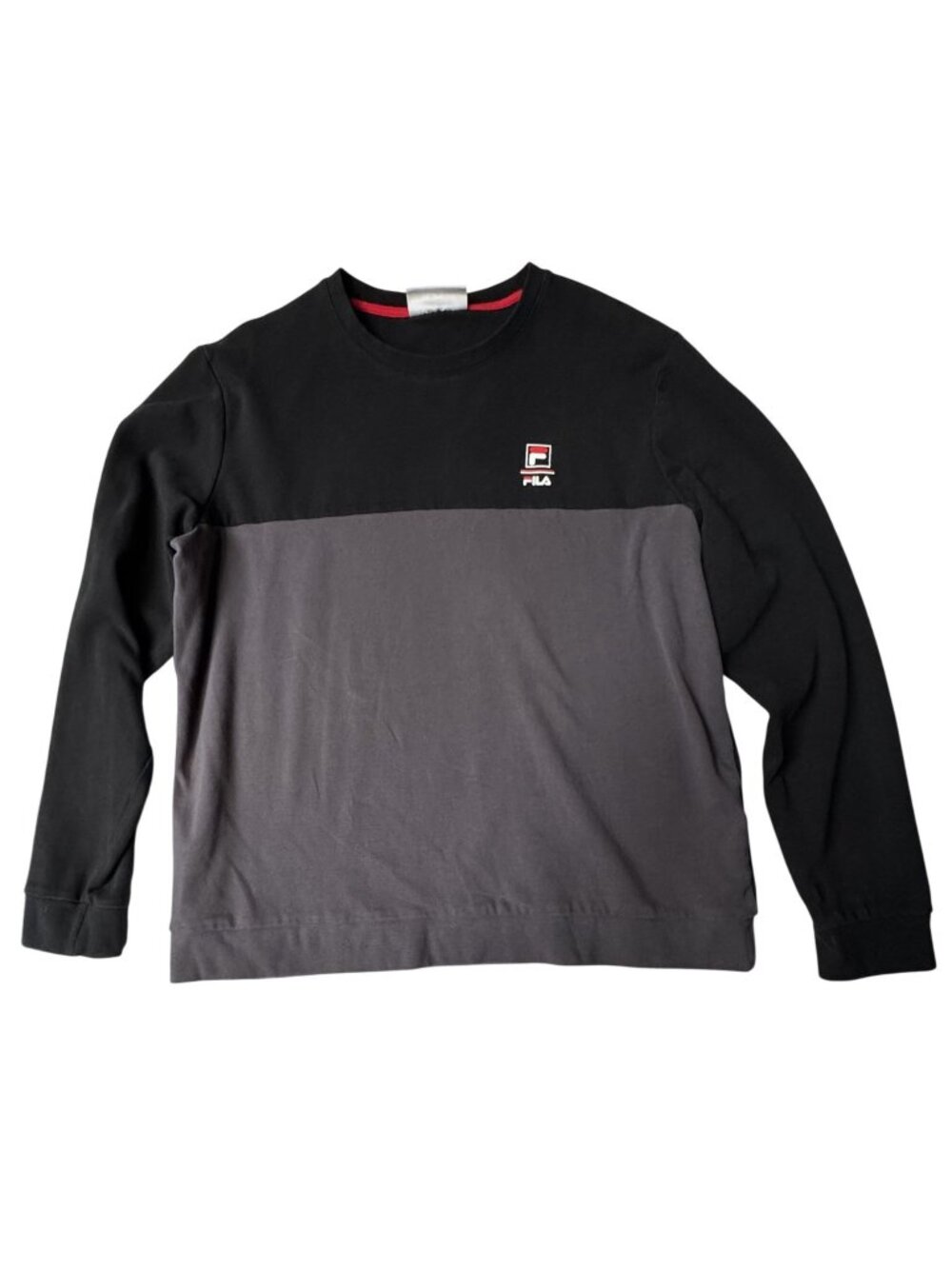 Fila Mens Colorblock Long Sleeve Pullover Sweatshirt Size XL Cotton Blend Warm